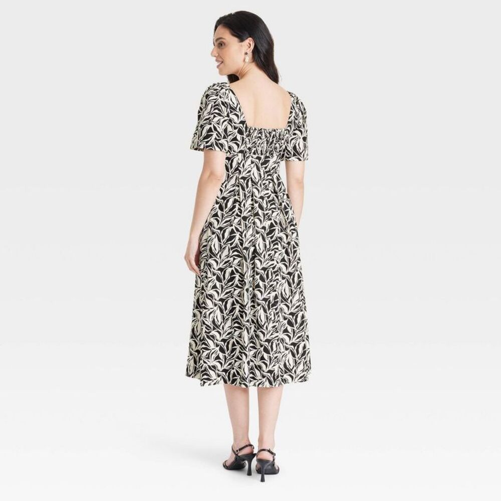 A New Day - Women's Short Sleeve Midi Dress - A New Day Black/White - Picture 2 of 4